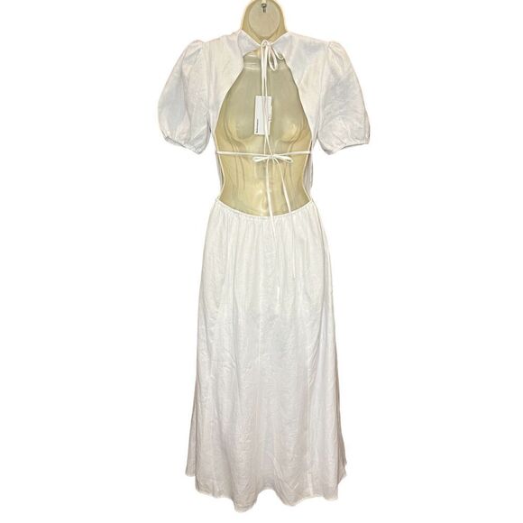 Reformation Anneliese Linen Midi Dress in 100% Linen NWT Size 4 - Picture 4 of 7